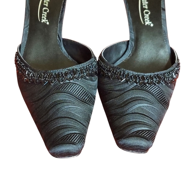 Coldwater Creek Womens Black Fabric Sequin Slip On Kitten Heel Mules - Picture 14 of 15